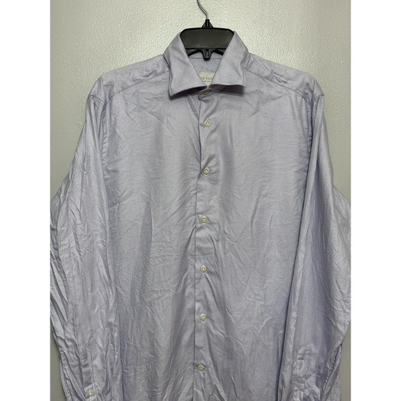 Jack Victor Mens Button-Up Shirt Purple Striped Long Sleeve Point Collar M New - Picture 2 of 9